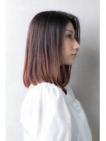 カバーヘア ブリス 北浦和(COVER HAIR bliss)&nbsp;チェリーレッド艶感ストレートかきあげボブディ312X上尾20代30代