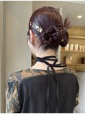 結婚式参列ヘアセット夏カラーお呼ばれタイトスタイル/今枝