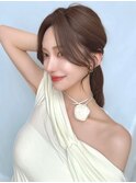【C】センター分け大人綺麗め前髪顔まわり透明感グレージュ