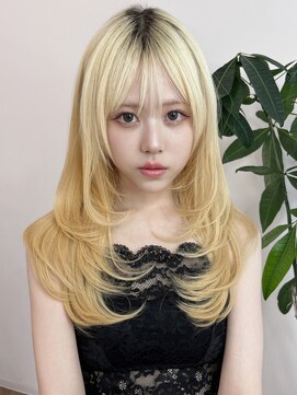 ピープスアンドスー 表参道 渋谷(Peeps&Suu.) 海外レイヤーカットざくざく/ハイトーン/金髪/前髪あり