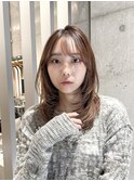 ハッシュレイヤー/ミルクティーベージュ/韓国巻き/顔周りカット