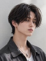 エイド 本店(aid)&nbsp;メンズミディアムセンターパート毛流れニュアンスパーマ