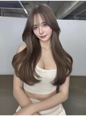 グレージュロングヘアブリーチなしウルフパーマミディアムヘア☆