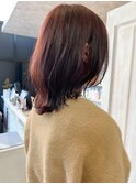 福山人気オレンジブラウンレイヤーミディイルミナカラー20代30代