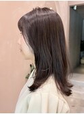 ミディアム レイヤーカット グレージュブラウン