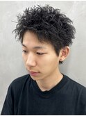 スパイキーショートパーマ無造作ツイストスパイラルパーマ