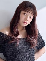 ラフィス ヘアー ヴォーグ 天王寺あべの店(La fith hair vogue)&nbsp;【La fith】ゆるふわヘア×オン眉バング×アプリコットブラウン