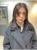 【olive】オリーブベージュ_ミディアムレイヤー_センターパート