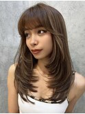 ハイライトカラーミルクティーベージュケアブリーチダブルカラー