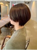 マッシュショート ブラウンベージュカラー 髪質改善 30代 艶髪