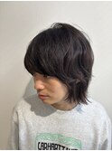 ミディアムウルフナチュラルストレートパーマメンズ