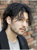 センターパートフェザーパーマシャドウパーマメンズパーマ