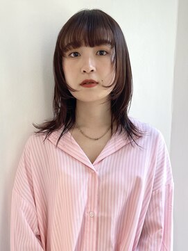 ラミエバイメルト 下北沢(lamie by melt) 毛利/顔まわり ウルフレイヤー  透明感カラー ピンクブラウン