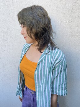 フェンヘアーアイス 中目黒(Fen.hair ici) くせ毛風ウルフパーマ前髪パーマミニウルフカーキグレージュ
