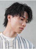 韓国センターパートウルフカット波巻きスパイラルパーマゆるめ