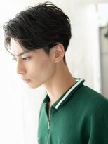 モッズヘアメン 札幌月寒店(mod's hair men)&nbsp;ネイビーブラック七三分けツーブロック好感マッシュヘアj札幌