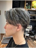 メンズハイライト/ローライト/センターパート刈り上げマッシュ