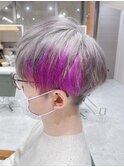 マッシュショート　アンブレラカラー　マッシュボブ　ピンクヘア