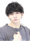 ソフトツイストパーマ韓国マッシュウルフブルーブラック
