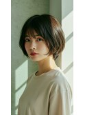 顔型カバー叶うミディアムボブカット×艶カラー