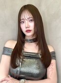 ロングヘアレイヤーワンカールスタイル