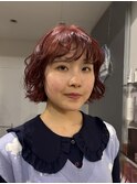 ワインレッド　ブリーチカラー