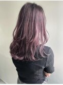 外国人風バレイヤージュ×ピンクバイオレットカラー
