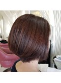 40代50代60代/ショートカット/グラデーションボブ/レッド系/小顔