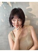 オリーブカラー×ミニボブ__ニュアンスカラー透明感Aラインボブ