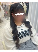 編み込みハーフツイン