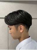 メンズセンターパートニュアンスパーマアップバング