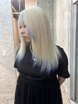 ブロンドカラー×ブルー/ケアブリーチ/ハイトーン/裾カラー