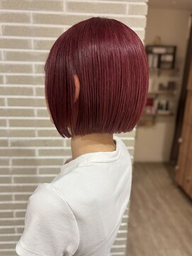 ニューヨークニューヨーク 三宮店(NYNY) ブリーチなしダブルカラー/ボブ/ワインレッド