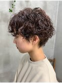 マッシュショート、しっかりパーマ、強めパーマ