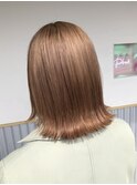 サーモンベージュ×切りっぱなしロブ