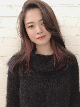 サロン 名和店(SALON) かきあげバング×ポイントpinkカラー　by.mika