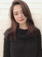 サロン 名和店(SALON) かきあげバング×ポイントpinkカラー　by.mika