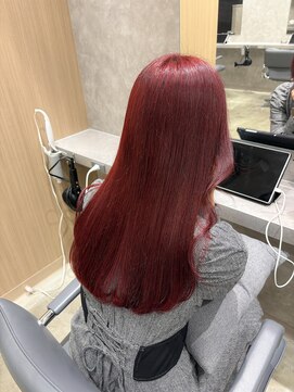 ユーフォリア 新宿通り(Euphoria) 絶対に垢抜けるレッドカラー☆【ブリーチなしダブルカラー】