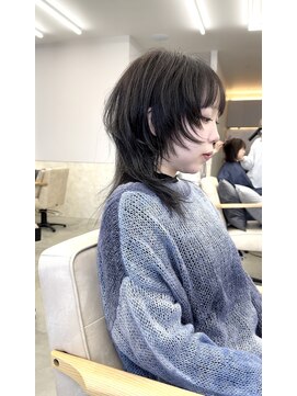 サンド 鹿児島中央(sand) ウルフレイヤー ボブ フルバング ハッシュカット イメチェン