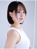 ミニボブ顎ラインボブ薄めバングフェイスレイヤー鎖骨ボブデジパ