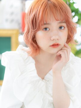 カバーヘア ブリス 川口(COVER HAIR bliss) ★ハイトーンカラーオレンジベージュ小顔ボブウルフ10代20代★10