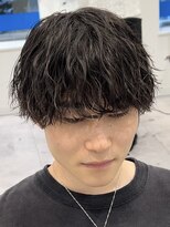 オーシャントーキョー 仙台(OCEAN TOKYO)&nbsp;シースルーマッシュシャドウパーマツーブロックウルフ黒髪