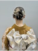 ピタッとタイトに♪10代20代成人式卒業式アップスタイル金箔