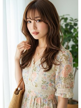 フルショウ 栄店(FURUSHO) くびれレイヤーロング韓国風巻き艶髪マロンベージュ