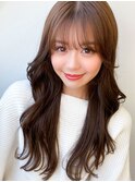 抜け感◎暗めカラーくびれミディレイヤー小顔効果秋カラー小顔