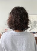 黒髪小顔レイヤーボブパーマ×暗髪透明感冬カラー