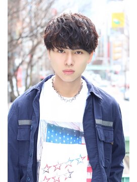 ネイビー(NAVY) ソフトツーブロックセミウエット無造作ショートネープレス