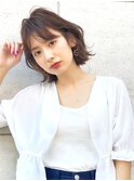 前髪ありショートとボブアッシュブラウン外ハネボブ