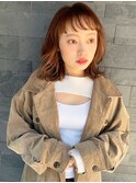 【山田】オレンジベージュ無造作レイヤーパーマ