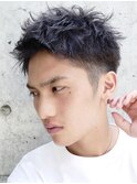 スパイキーショートアップバングツイストパーマフェード30代◇
